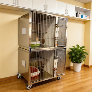 Jaula Premium de Dos Pisos para Gatos, para Instalaciones de Alojamiento, de Alambre Metálico Resistente, con Divisor - Product Image 2