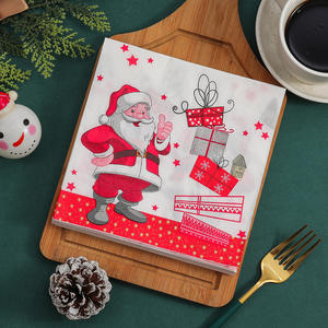 Prêt à expédier 1/4 pli <span class=keywords><strong>serviettes</strong></span> papier <span class=keywords><strong>de</strong></span> soie décoratif père noël joyeux arbre <span class=keywords><strong>de</strong></span> noël 2 plis 20 pièces imprimé serviette <span class=keywords><strong>de</strong></span> table - Product Image 3
