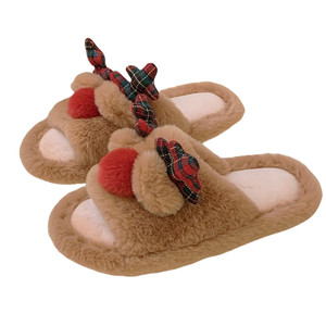2025 nuova donna autunno inverno peluche per pantofole simpatico cartone animato pelliccia di alce con calde caratteristiche Anti-scivolose per uso domestico natale - Product Image 5