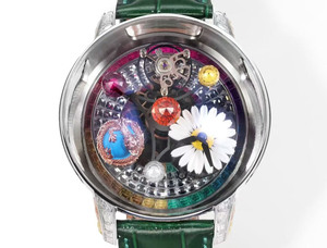 Montre-bracelet mécanique automatique haut de gamme de qualité supérieure, <span class=keywords><strong>série</strong></span> Petite Marguerite, avec saphir rond, squelette et tourbillon, étanche - Product Image 1