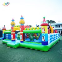 Parcours d'obstacles gonflable de qualité commerciale pour location événementielle, château gonflable géant avec toboggan et animaux de la jungle, aire de jeux