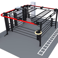 Anneau de boxe multifonctionnel autoportant en PVC et acier pour Muay Thai, avec cordes de levage, couleur/logo personnalisable, 4x4m