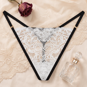 Tanga de Encaje Floral Blanco para Mujer, Tanga de Tirantes Finos, Cintura Baja, Ropa Interior Sexy y Transpirable, Venta al por Mayor - Product Image 4
