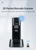 Scanner de Code QR Mini Scanner de Code à Barres 2.4g Sans Fil Bluetooth Compatible Petit Portable USB 1D 2D Scanner de Code à Barres pour Inventaire