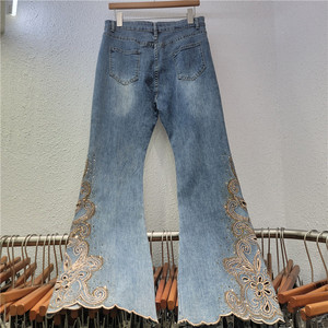 <span class=keywords><strong>Jeans</strong></span> da <span class=keywords><strong>Donna</strong></span> <span class=keywords><strong>con</strong></span> Ricamo a Onde e Fiori, <span class=keywords><strong>Vita</strong></span> Alta, Slim Fit, Elasticizzati, Leggermente Svasati <span class=keywords><strong>in</strong></span> Denim - Product Image 2