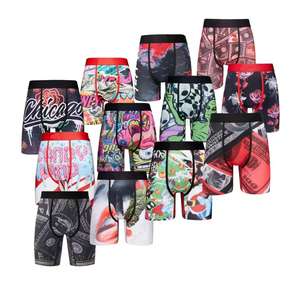 <span class=keywords><strong>Sous</strong></span>-vêtements <span class=keywords><strong>de</strong></span> sport pour <span class=keywords><strong>homme</strong></span>, taille mi-haute, tricotés, imprimé <span class=keywords><strong>de</strong></span> dessins animés, séchage rapide, respirants, boxers longs, fitness - Product Image 1