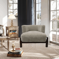 Fauteuil d'appoint moderne en tissu avec pieds en bois d'hévéa, confortable pour salon, chambre ou hôtel