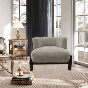 Poltrona Moderna in Tessuto con Gambe in Legno di Gomma, Comoda Sedia Relax per Soggiorno, Camera <span class=keywords><strong>da</strong></span> Letto e Hotel - Product Image 3