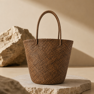 Eco-friendly Portable Foldable Solid Woven <b>Straw</b> Tote <b>Bag</b> Bohemian Style Open Closure Bali Women's Handbag for Travel Daily Use - Product Image 1
