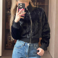Nouveautés 2026 – Veste zippée en fausse fourrure moelleuse pour femme, col montant, ourlet côtelé, fermeture éclair, chaude, pour l'hiver, avec poches
