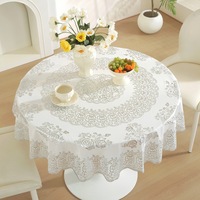 Nappe de table en PVC de 72 pouces, dentelle florale jacquard, revêtement doré, imperméable, jetable, couleurs personnalisables, utilisation pour les banquets