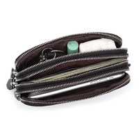 Dompet Wanita Kulit Asli Model Clutch Resleting Ganda Kapasitas Besar untuk Ponsel, Dompet Panjang Wanita, Tas Dompet Pergelangan Tangan, Promo Panas 2025