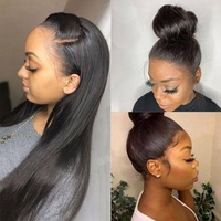 Perruques en cheveux naturels vietnamiens, couleur ombrée marron, lisses, sans colle, avec dentelle transparente HD, pour femmes noires