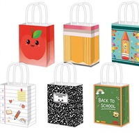 12 sacs cadeaux rentrée scolaire, sacs en papier pour crayons et friandises, sacs mignons pour fêtes scolaires avec poignées pour enfants