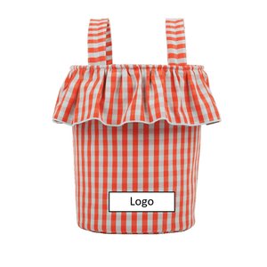 Sac de poussette <span class=keywords><strong>Vichy</strong></span> Ice Powder Blue Gingham <span class=keywords><strong>à</strong></span> bords volantés, panier de grande capacité avec intérieur en tissu hydrofuge - Product Image 5