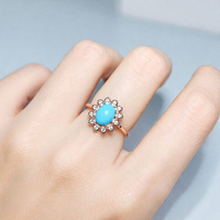 Ensemble de bijoux en argent sterling 925 avec turquoise naturelle, bague, pendentif et boucles d'oreilles pour femme, cadeau pierre de naissance de décembre, vente en gros