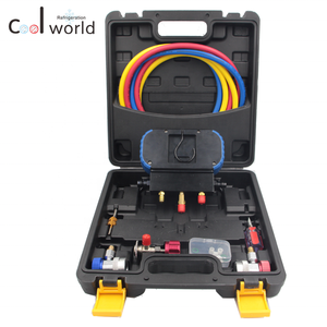 COOLWORLD 3 रास्ता के लिए कई गुना गेज सेट R134A R22 R404A <span class=keywords><strong>R407C</strong></span>, प्रशीतन कई गुना गेज उपकरण किट - Product Image 4