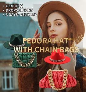 OEM ODM produzione Fascinator DESIGN primavera tutto in feltro rosa <span class=keywords><strong>EDORA</strong></span> cappelli set berretto per donna con borsa - Product Image 5