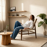 Chaise de jardin en corde Wabi Sabi, chaise de loisirs en bois de chêne, chaise simple moderne pour salon