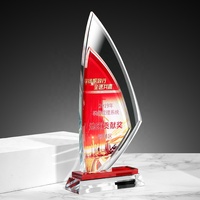 Trophée Plaque Bateau à Voile en Verre Cristal Personnalisable, Gravure Laser du LOGO, Modèle Coupe Colorée, Souvenir de Commémoration, Cadeau