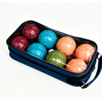 Ensemble de 8 boules de pétanque en plastique multicolores de 90 mm avec sac et mesureur en plastique avec cordon pour jeu de pelote en plein air
