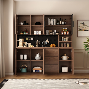 <span class=keywords><strong>Buffet</strong></span> d'appoint autoportant de luxe moderne, meuble de rangement modulaire marron pour cuisine, armoire haute pour garde-manger et organisation des aliments - Product Image 3