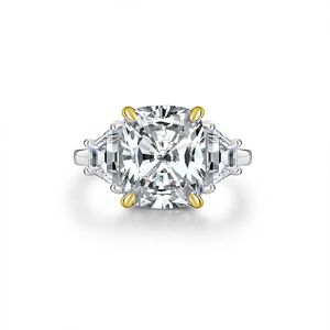 Anillo cuadrado de plata S925 en forma de diamante Piedra preciosa artificial de alto carbono para bodas y fiestas Estilo romántico - Product Image 1