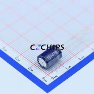 Condensateur électrolytique en aluminium à montage traversant ERE1AM471F11OT, composant à montage traversant (THT), D8xL11mm 470uF 20% 10V 3.5mm - Product Image 2