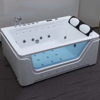 Baignoire de massage à remous en acrylique de luxe pour deux personnes avec système de surf puissant, baignoire double. Baignoire double.
