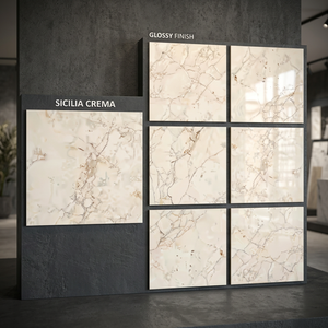 Stardust Pecan Double Glazed Porcelain Floor Tiles Glossy Marble Finish Multi Size Collection 800x800mm 80x80cm - Product Image 3