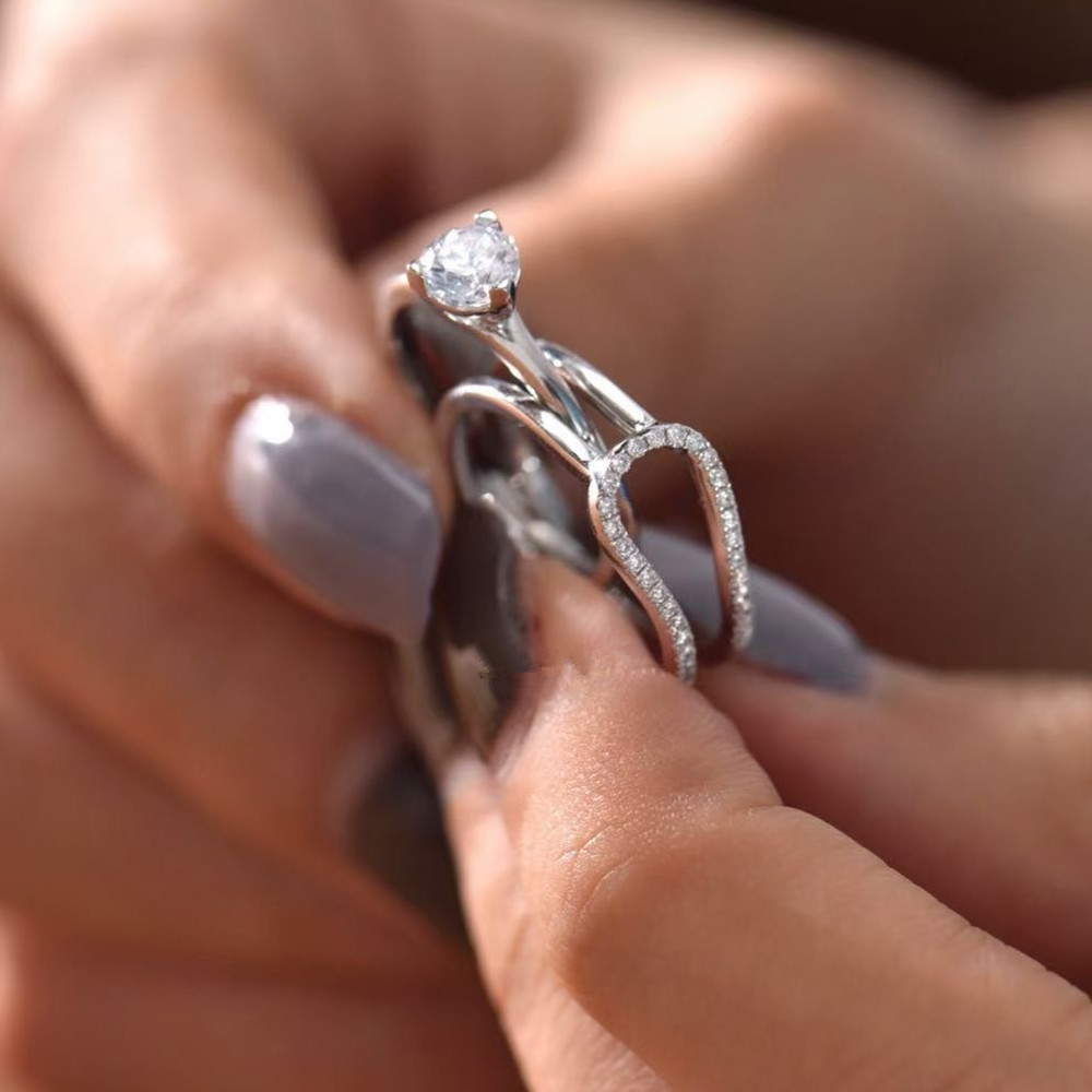 Ювелирные изделия Aimgal, роскошные ювелирные изделия, золотой бриллиант 18 карат D0.50ct d0.23ct, набор свадебных колец на заказ