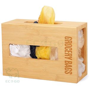 Sac à ordures en bambou Farmhouse Trash Bag Holder Distributeur blanc Distributeur de sacs à ordures Organisateur en bois pour la cuisine "Pack Your Trash" - Product Image 5