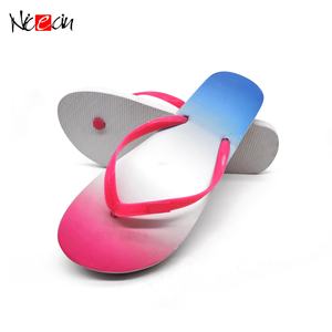 Gradient Color Flip Flops Women Blue <b>Pink</b> Ombre Beach Sandals Soft PE Rubber Summer Slippers Custom Logo - Product Image 3