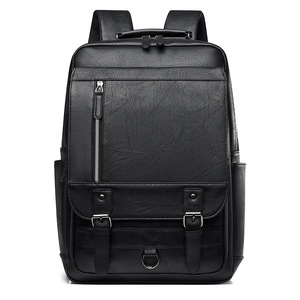 Waterproof PU Leather <b>Laptop</b> Backpack Business School Travel <b>Bag</b> Zipper Softback Large Capacity Unisex - Product Image 1