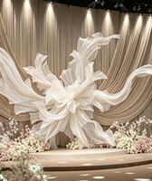 Décor floral géant blanc sur pied pour mariage et Saint-Valentin, aménagement de scène de fête de luxe, service personnalisé, fait main
