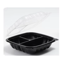 Contenedor de comida de PP con bisagras de plástico desechable duradero de dos colores, caja de platos para llevar impresa con logotipo personalizado