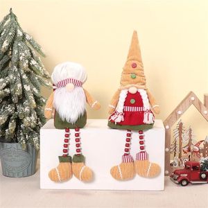 Whimsical Christmas Tomte Set of 2 with Unique Dangling <b>Bead</b> Legs Tabletop Decor for Office - Product Image 1