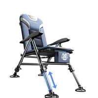 Chaise de pêche multifonction intégrée avec kit d'accessoires complet, parapluie pare-soleil, support pour appâts, support de tourelle et équipement de nuit