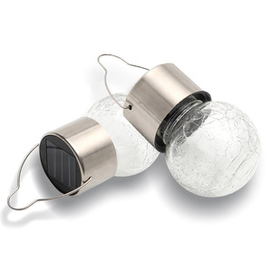 Solar Garden <b>Lights</b> Crackled Glass Ball <b>LED</b> Hanging Outdoor Decor With <b>Light</b> <b>Sensor</b> 12Pcs Set - Product Image 5