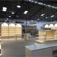 Vitrine murale LED pour maquillage, ensemble de mobilier de présentation pour magasin de beauté avec comptoir central et poste de caisse