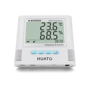 Hoge Nauwkeurigheid Wall Mount Ce Gecertificeerd Geluid Licht Alarm Thermometer Hygrometer Met Externe Sensor Voor Magazijn