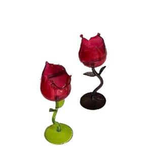 Copa de vino, copa de champán, estilo francés, romántica y elegante, estilo ins, ligeramente curvada, con diseño de flor de rosa. - Product Image 1