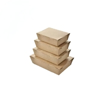 Boîte à lunch en papier kraft à simple couvercle, biodégradable, jetable, pour repas à emporter, conteneur alimentaire pour traiteur
