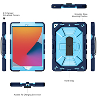 Étui de protection robuste antichoc avec sangle de main rotative à 360°, béquille et bandoulière pour tablette iPad 10.2