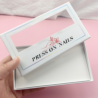 Emballage de vente en gros d'usine pour faux ongles à presser, boîte d'emballage de luxe vide pour faux ongles et étui pour cils avec étiquette privée