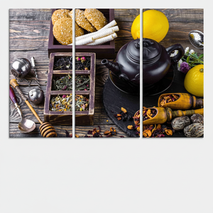 Printed Canvas Wall Art: Lemon & <b>Teapot</b> Kitchen Decor,<b>SET</b> OF 3 CANVAS - Product Image 2
