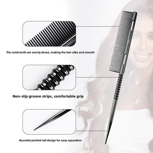 Peine Profesional de Alta Calidad con Punta Dorada de Metal, Acero Inoxidable Iónico, para Cortar el Cabello, con Logotipo Personalizado, <span class=keywords><strong>Resistente</strong></span> <span class=keywords><strong>al</strong></span> Calor, para Barbería - Product Image 5