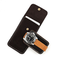 Montre anti-velours portable anti-poussière en plein air pour les voyages montre en cuir de vachette faux daim sac de rangement montre à coussin vente en gros