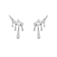 Boucles d'oreilles en cuivre exagérées pour femmes, motif goutte de lave foncée, zircon super étincelant, accessoires