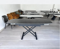 Table à manger en céramique rétractable moderne de luxe avec table en fer pliable Table élévatrice réglable extensible salle à manger